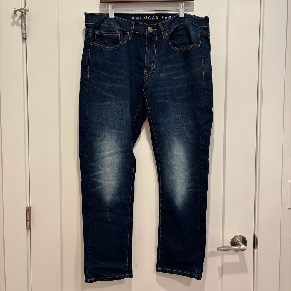 American Rag Mens Comfort Stretch‎ Dark Wash Denim Jeans Blue 38x29